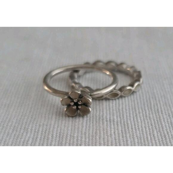 Authentic Pandora Rings & Earrings Cherry Blossom Ring Set Studs Sterling Silver - Picture 6 of 15